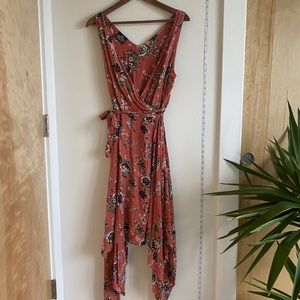 Nordstrom wrap dress with floral design dark pink